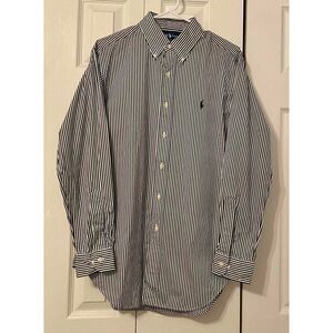 Ralph Lauren Mens Navy Stripe long Sleeve Button Down Shirt Size 15 1/2 32/33